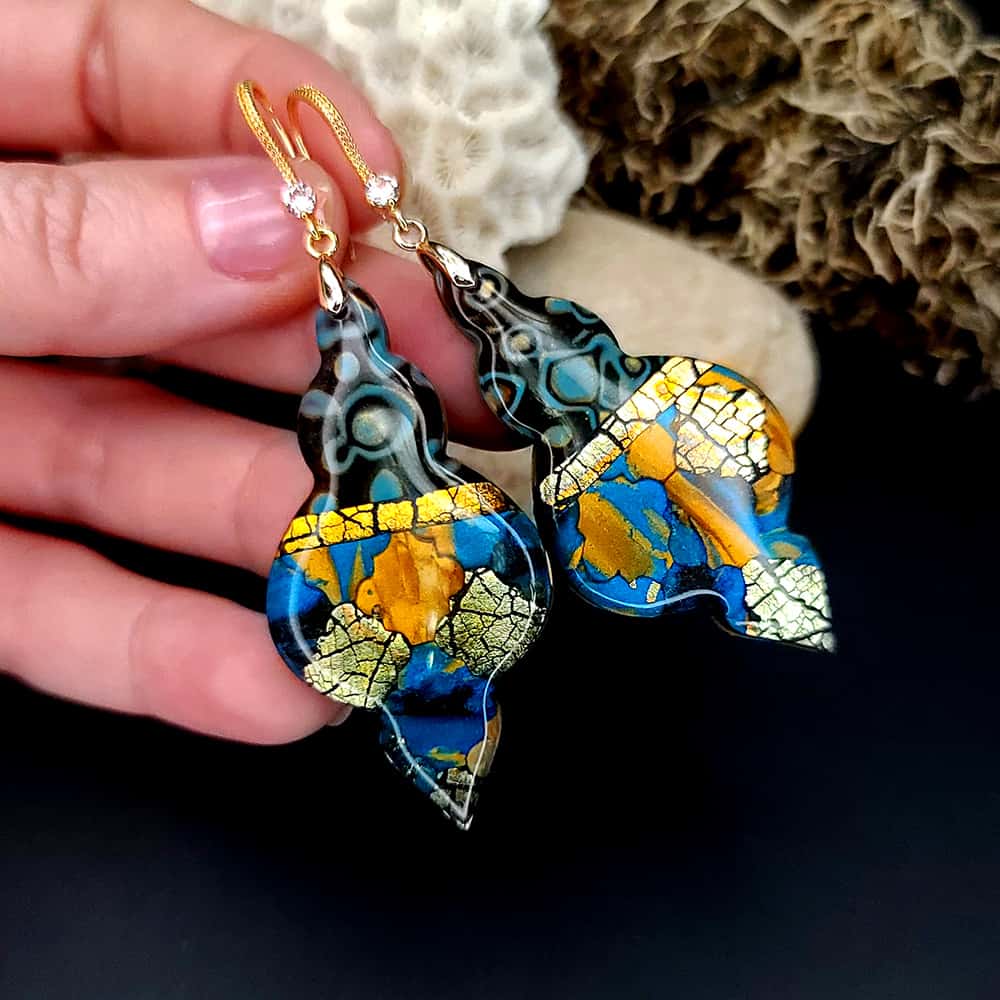 Romantic Earrings "Golden Mosaic" Earrings SweetyBijou Jewelry