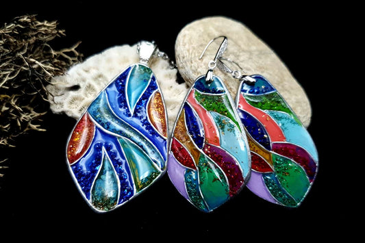 "Colorful Holidays" Polymer clay earrings & pendant Earrings SweetyBijou Jewelry