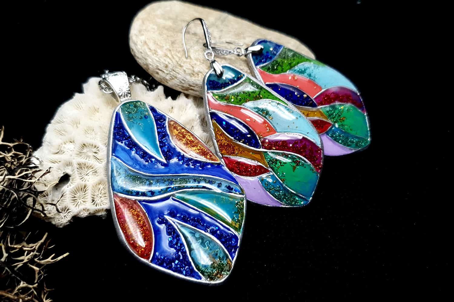 "Colorful Holidays" Polymer clay earrings & pendant Earrings SweetyBijou Jewelry