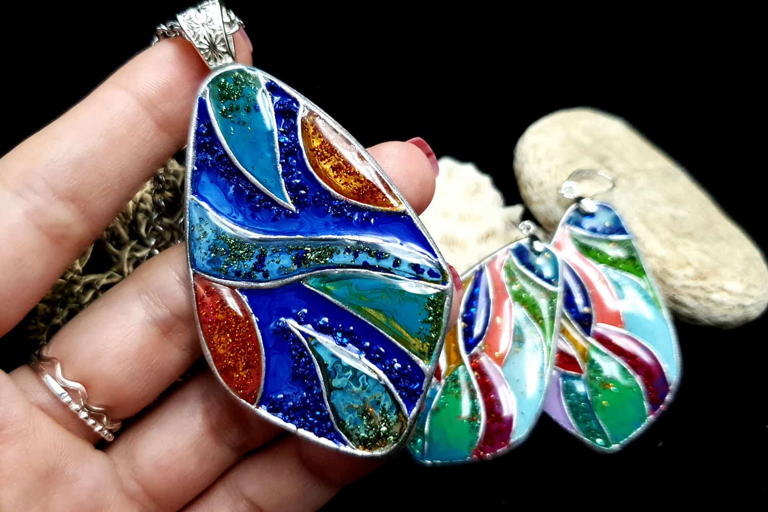 "Colorful Holidays" Polymer clay earrings & pendant Earrings SweetyBijou Jewelry