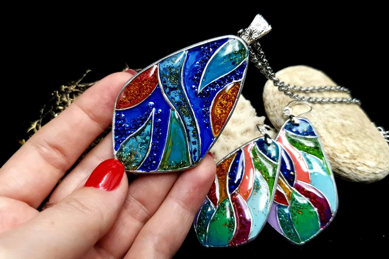 "Colorful Holidays" Polymer clay earrings & pendant Earrings SweetyBijou Jewelry