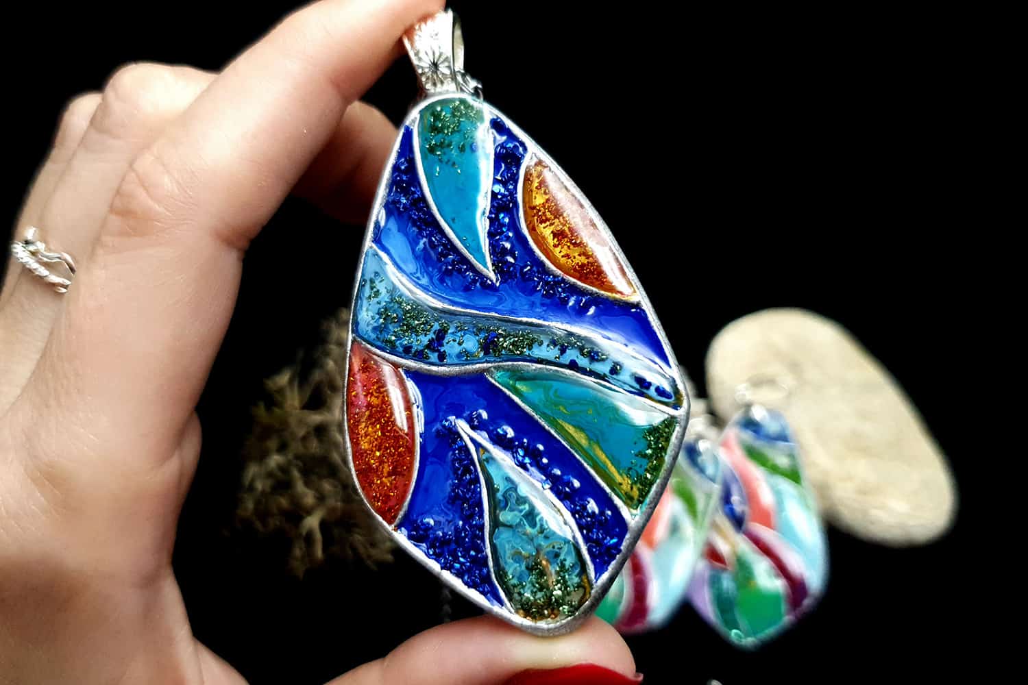 "Colorful Holidays" Polymer clay earrings & pendant Earrings SweetyBijou Jewelry