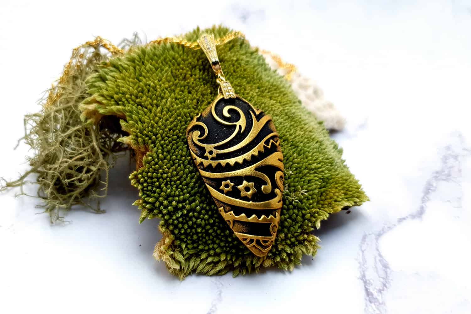 Jewelry Set "Golden Flowers on Black" Jewelry Set SweetyBijou Jewelry