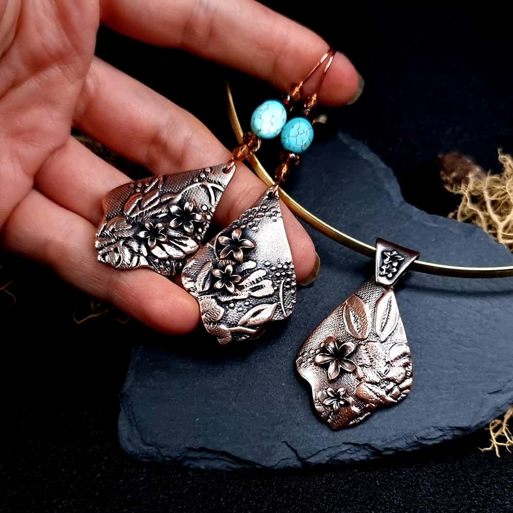 Red Bronze Metal Jewelry Set Jewelry Set SweetyBijou Jewelry