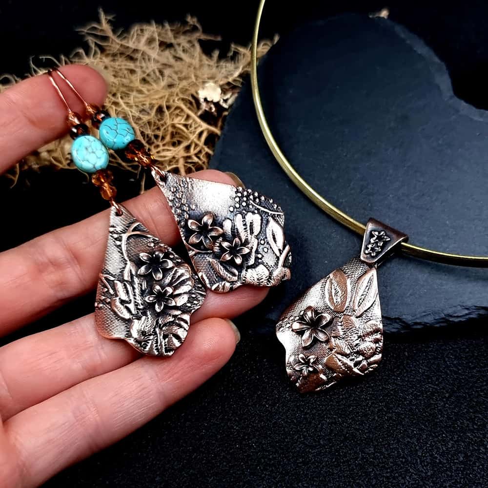 Red Bronze Metal Jewelry Set Jewelry Set SweetyBijou Jewelry