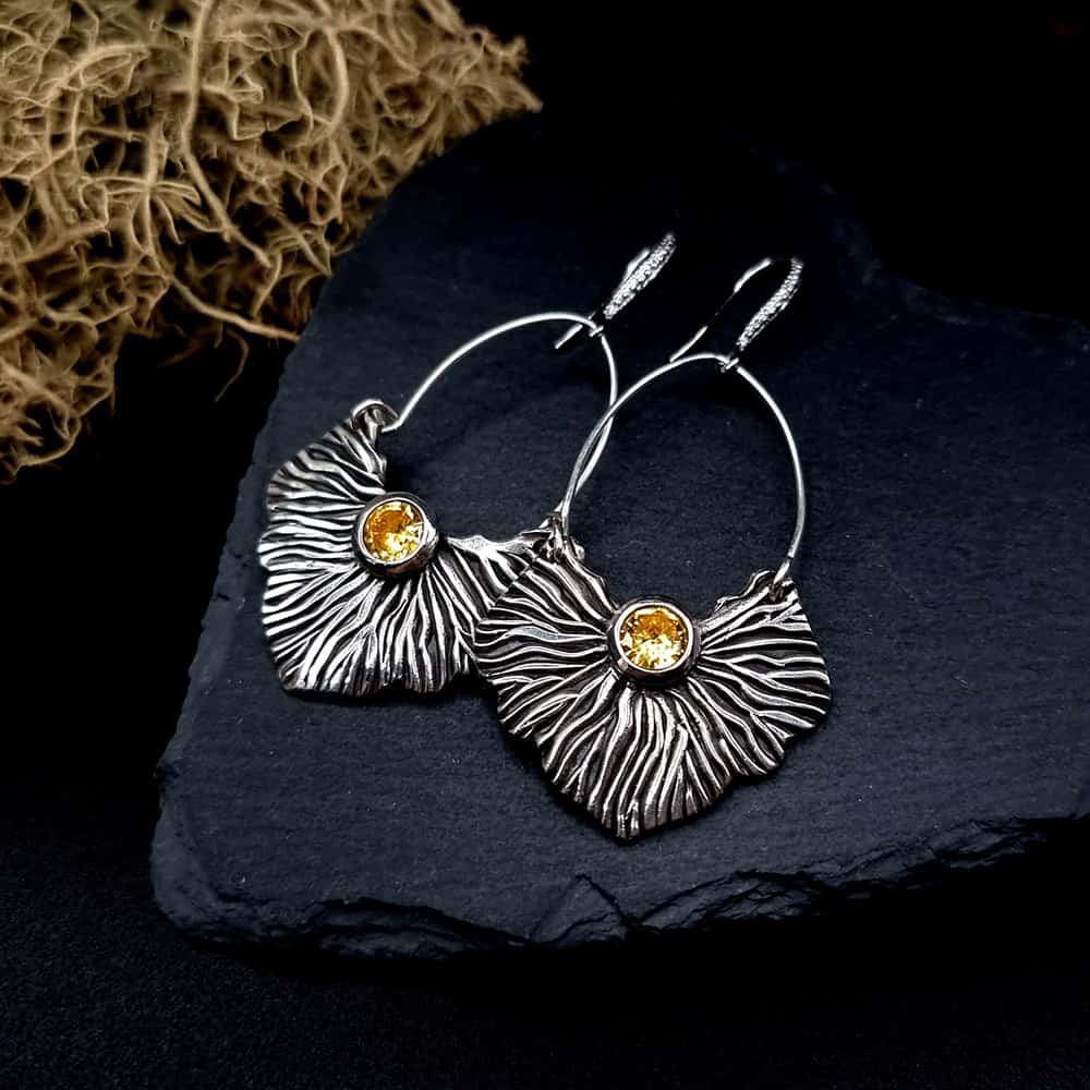 Fine Silver Earrings "The Corals" with Yellow CZ Earrings SweetyBijou Jewelry Default Title