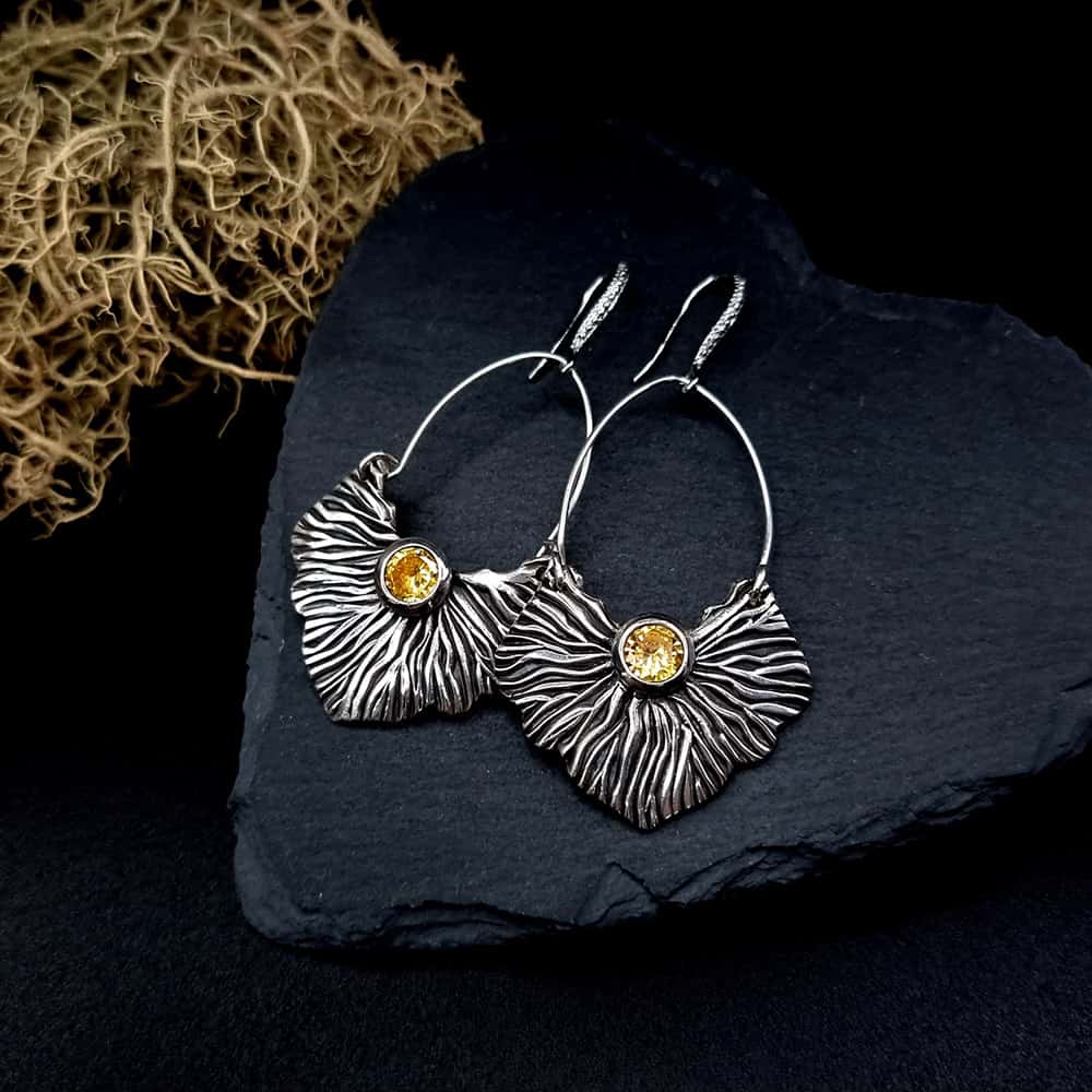 Fine Silver Earrings "The Corals" with Yellow CZ Earrings SweetyBijou Jewelry