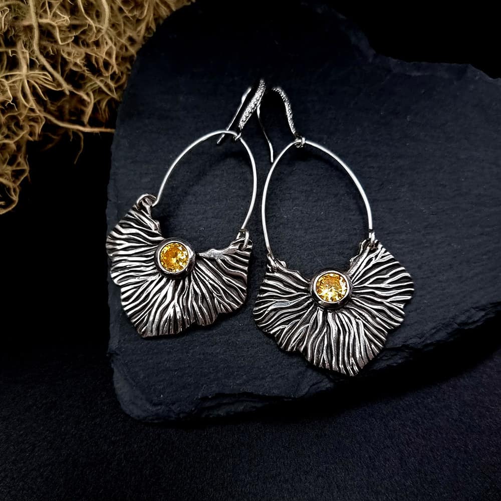 Fine Silver Earrings "The Corals" with Yellow CZ Earrings SweetyBijou Jewelry