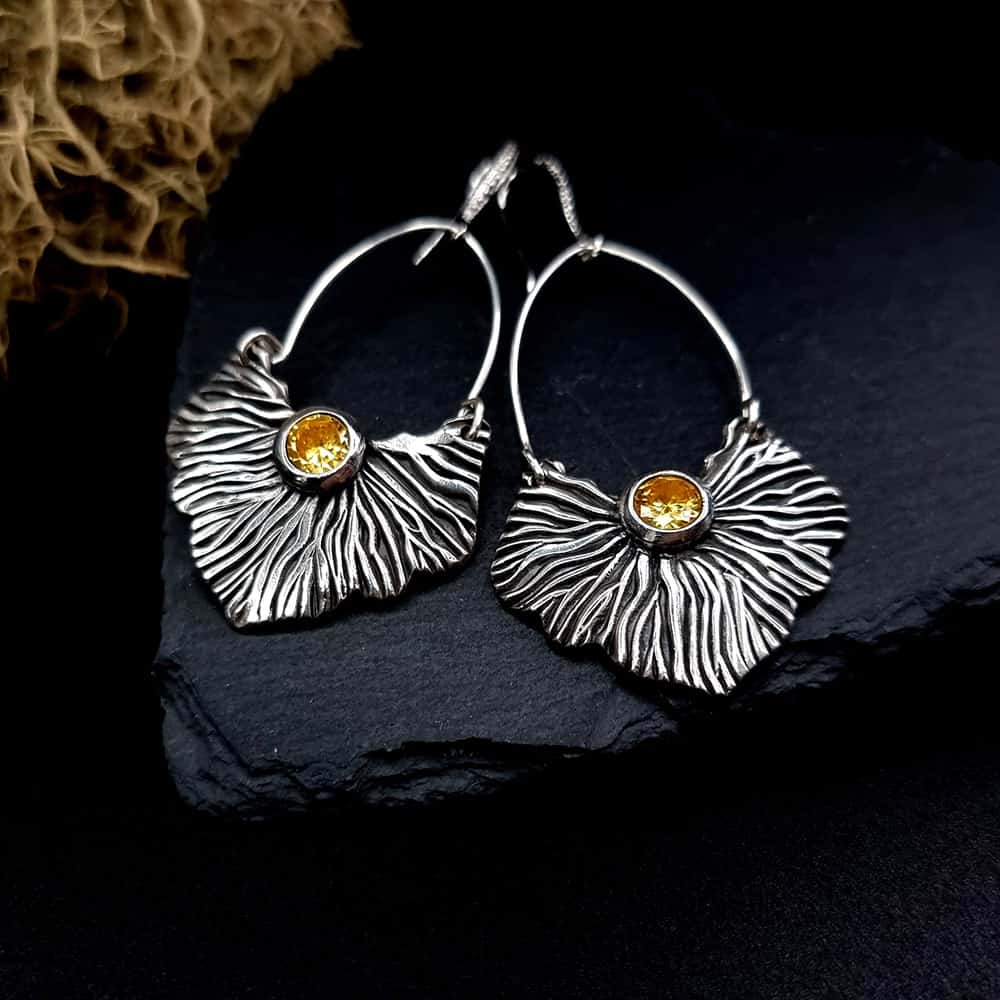 Fine Silver Earrings "The Corals" with Yellow CZ Earrings SweetyBijou Jewelry