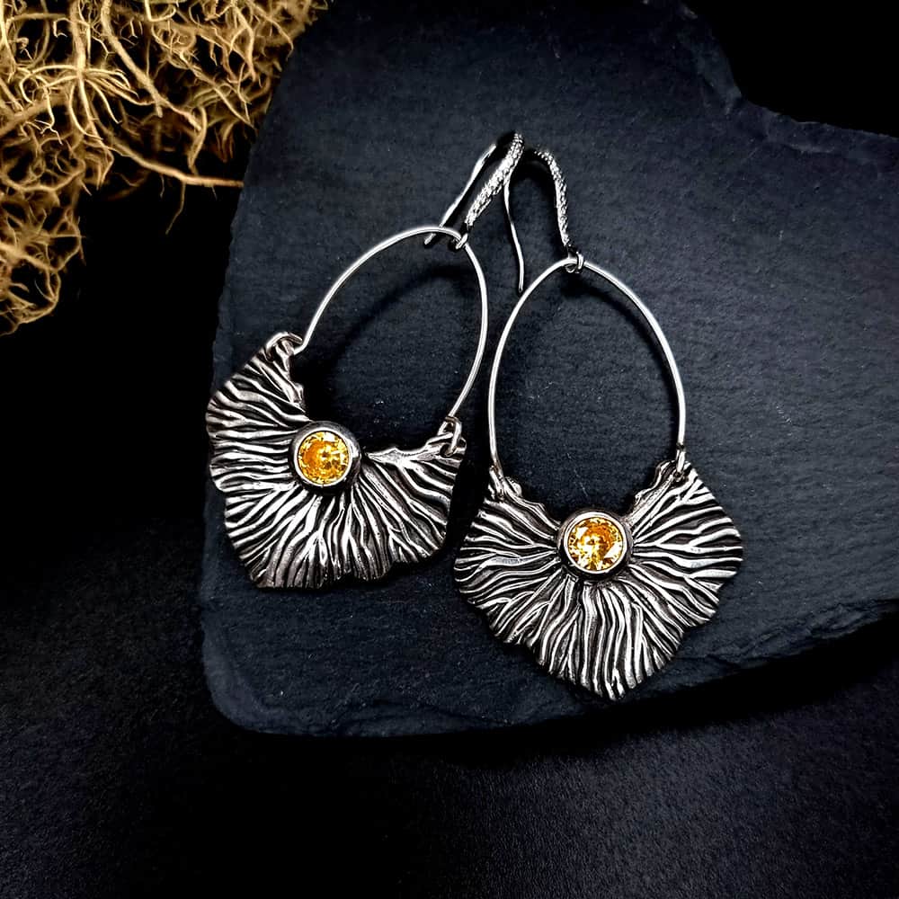 Fine Silver Earrings "The Corals" with Yellow CZ Earrings SweetyBijou Jewelry