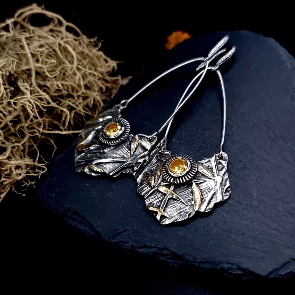 Fine Silver Earrings with Yellow CZ Earrings SweetyBijou Jewelry Default Title