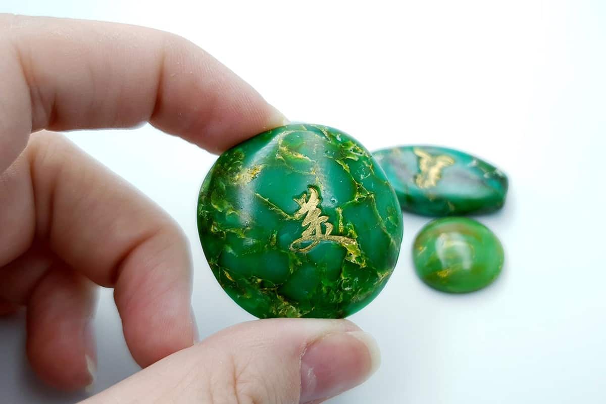 4 cabochons, Faux Jade Stone from Polymer Clay (#2) Cabochons SweetyBijou Cabochons