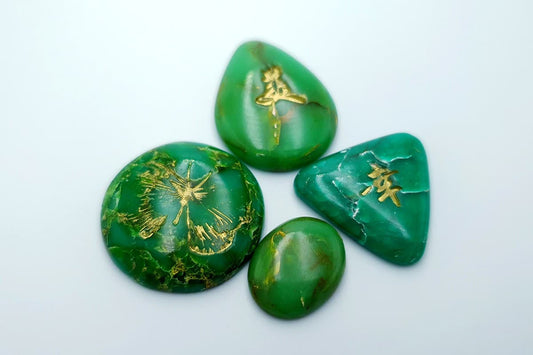4 cabochons, Faux Jade Stone from Polymer Clay (#1) Cabochons SweetyBijou Cabochons