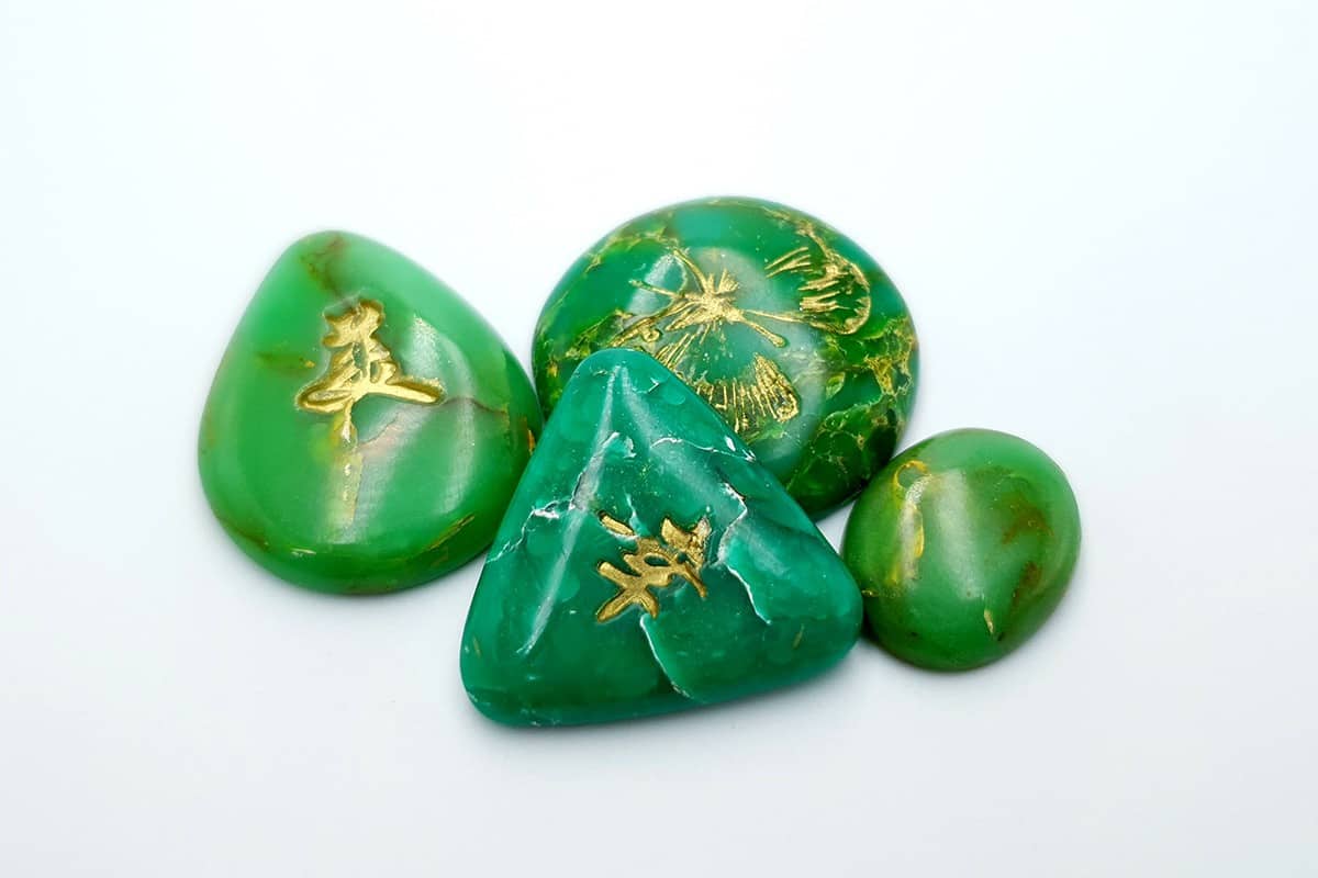 4 cabochons, Faux Jade Stone from Polymer Clay (#1) Cabochons SweetyBijou Cabochons