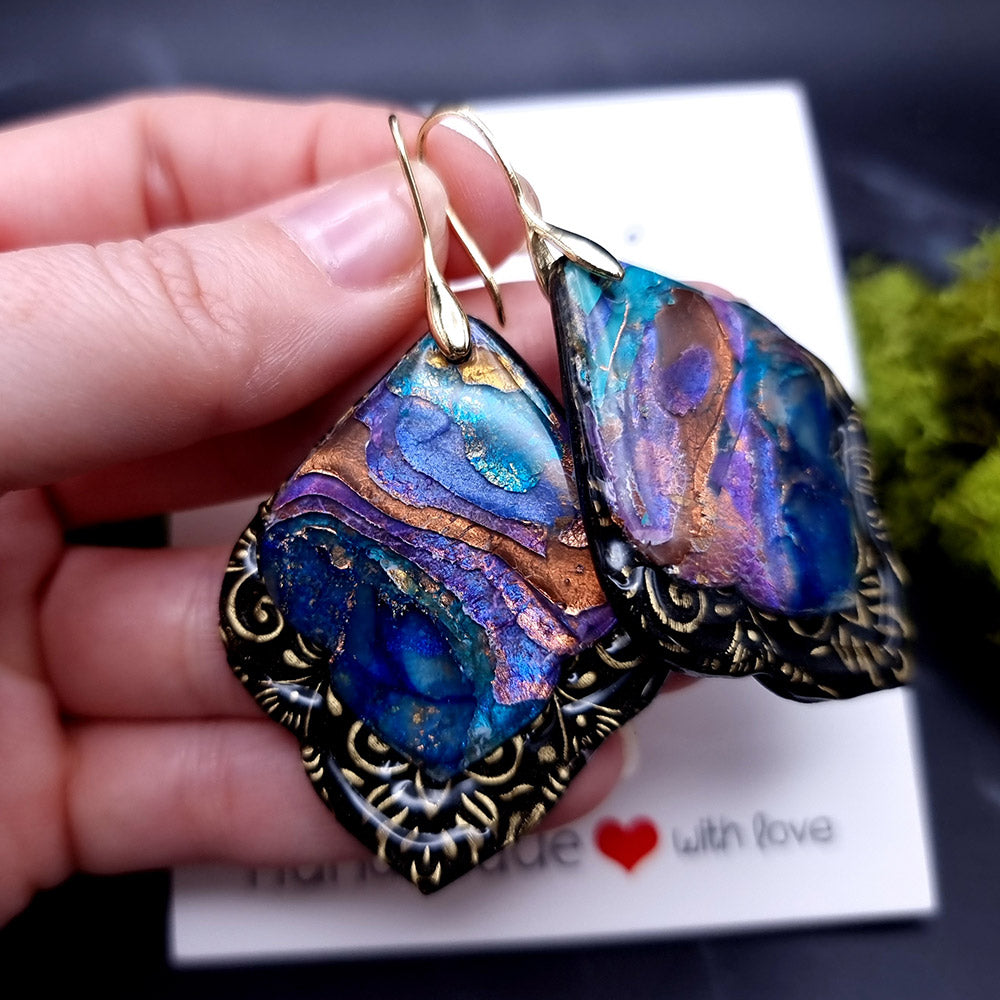 Deep Ocean Earrings - Valentine's Day Treasure Earrings SweetyBijou Jewelry