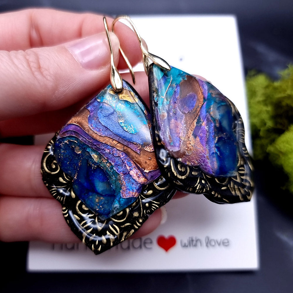 Deep Ocean Earrings - Valentine's Day Treasure Earrings SweetyBijou Jewelry