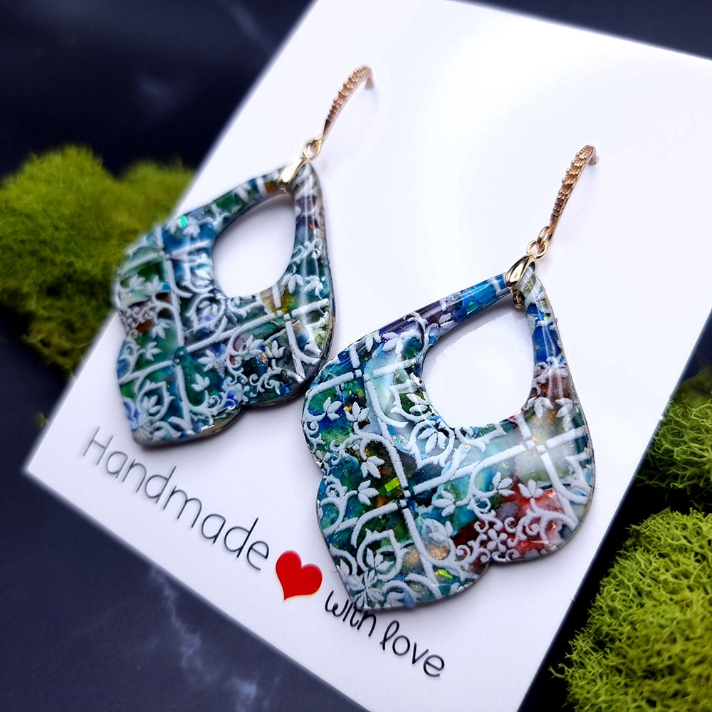 Charm Stained Glass Earrings - Gift of Romance and Artistry Earrings SweetyBijou Jewelry