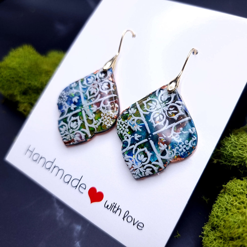 Stained Glass Earrings - Quintessential Love Statement Earrings SweetyBijou Jewelry