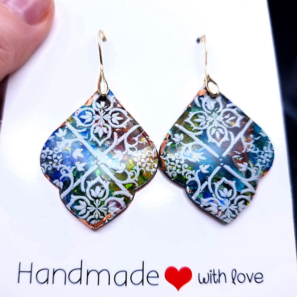 Stained Glass Earrings - Quintessential Love Statement Earrings SweetyBijou Jewelry