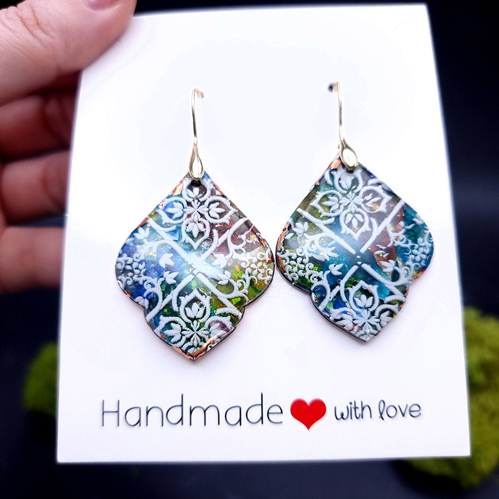 Stained Glass Earrings - Quintessential Love Statement Earrings SweetyBijou Jewelry
