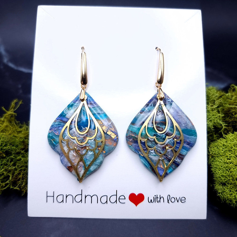Mystic Feather Blue Stone Earrings - Token of Love for Special Days Earrings SweetyBijou Jewelry