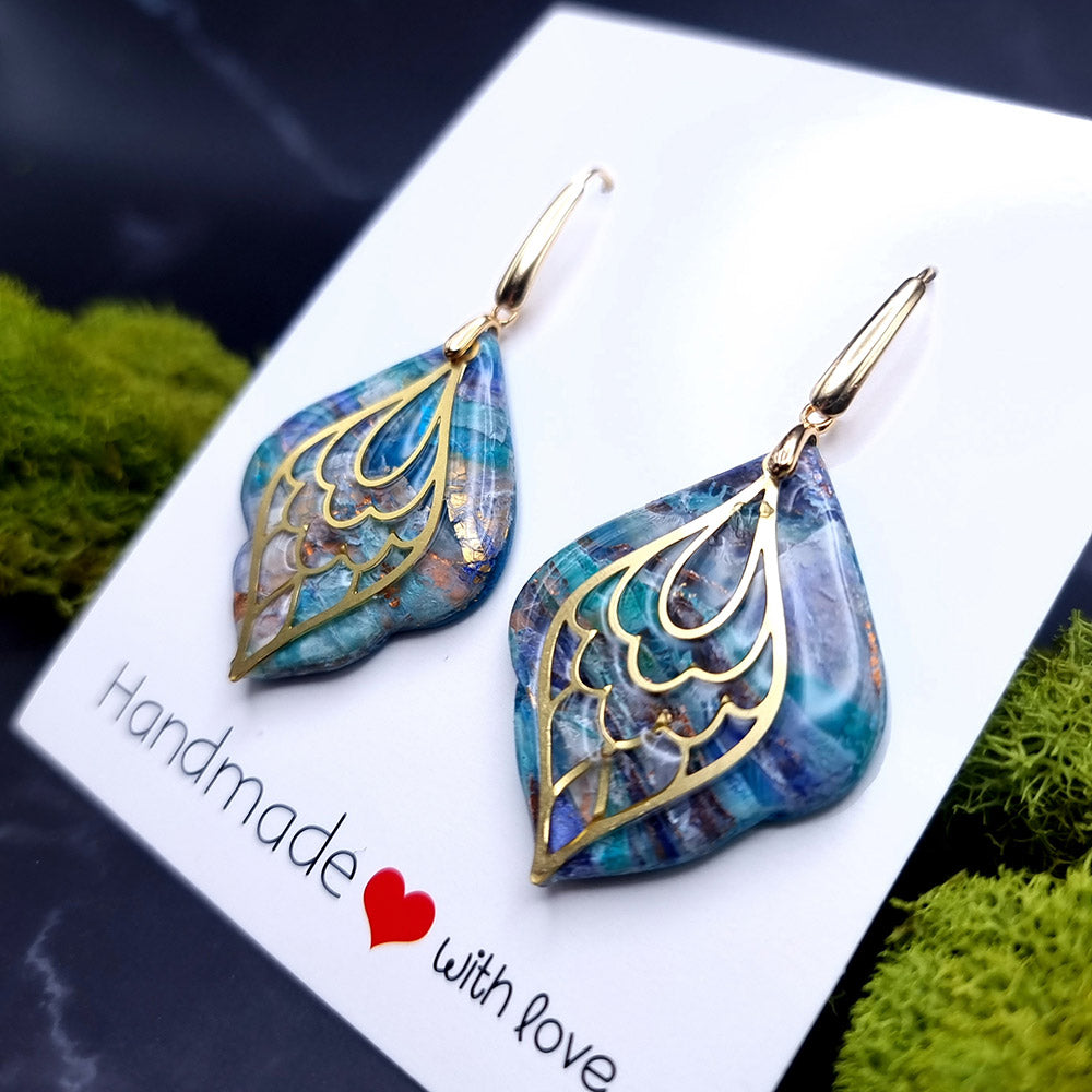 Mystic Feather Blue Stone Earrings - Token of Love for Special Days Earrings SweetyBijou Jewelry