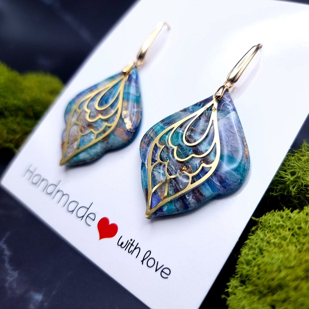 Mystic Feather Blue Stone Earrings - Token of Love for Special Days Earrings SweetyBijou Jewelry