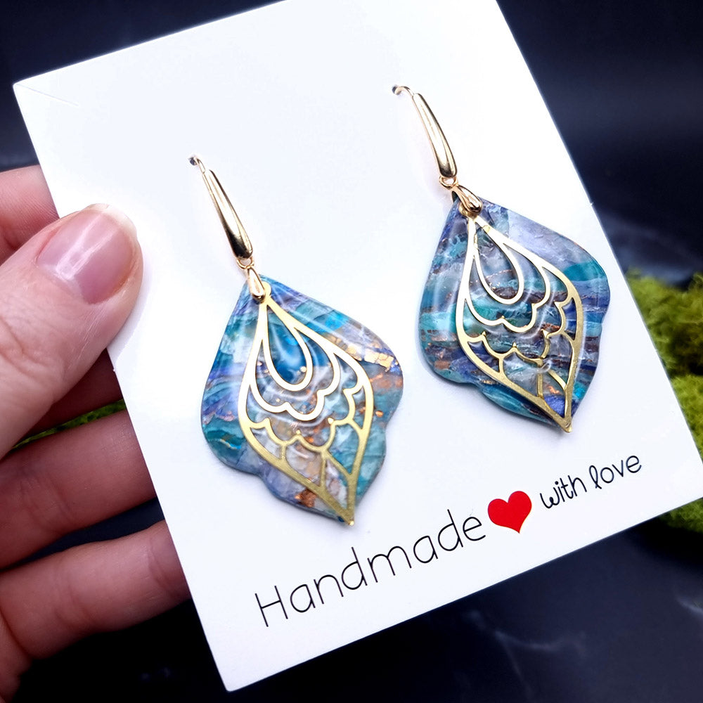 Mystic Feather Blue Stone Earrings - Token of Love for Special Days Earrings SweetyBijou Jewelry