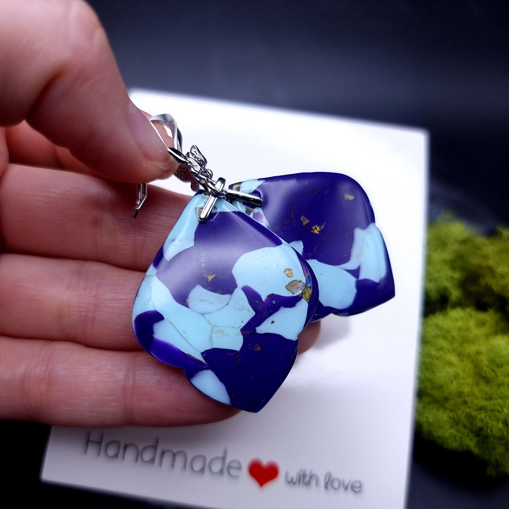 Azure Gold Vein Earrings - Unique Valentine's Day Treasure Earrings SweetyBijou Jewelry