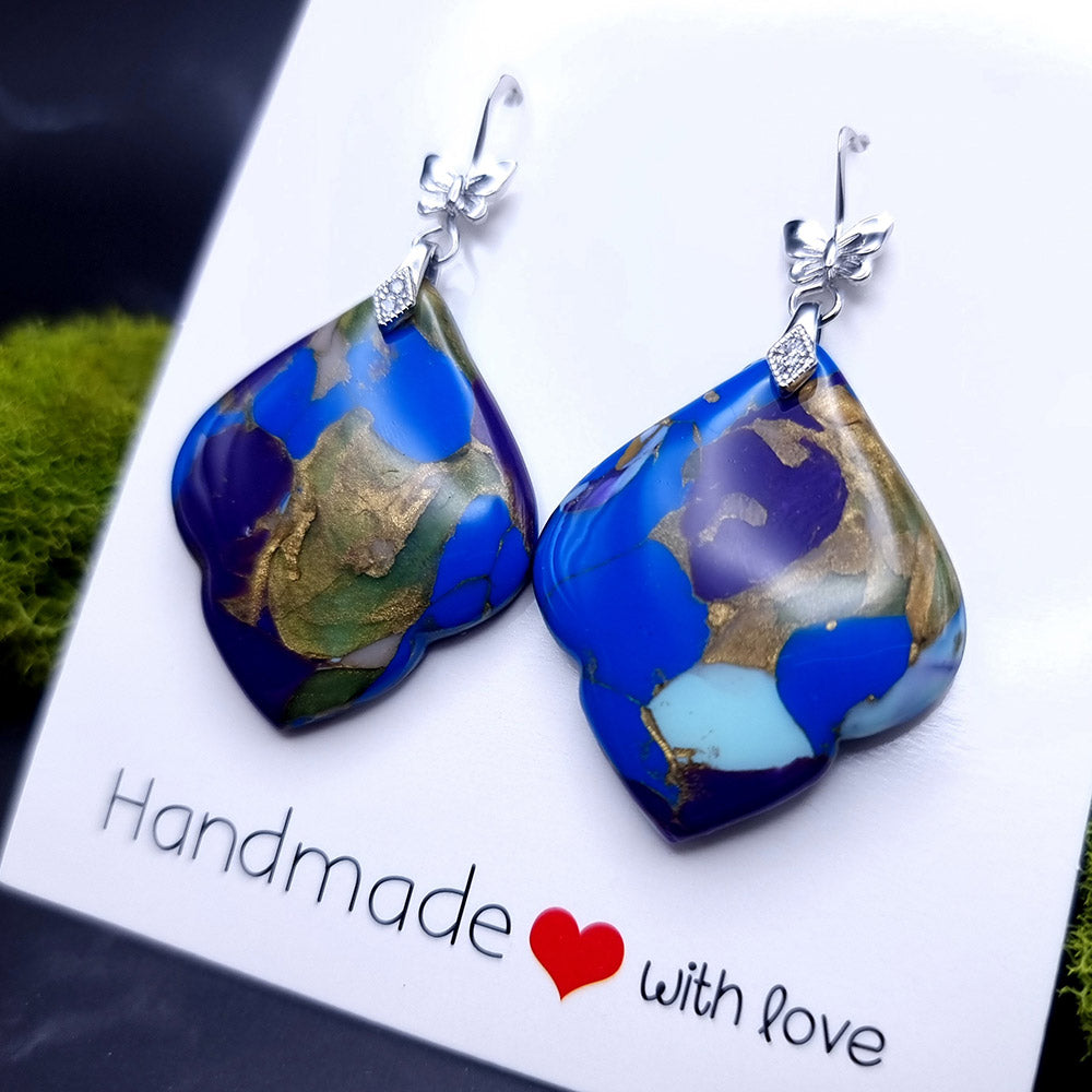 Azure Gold Vein Earrings - Unique Valentine's Day Treasure Earrings SweetyBijou Jewelry