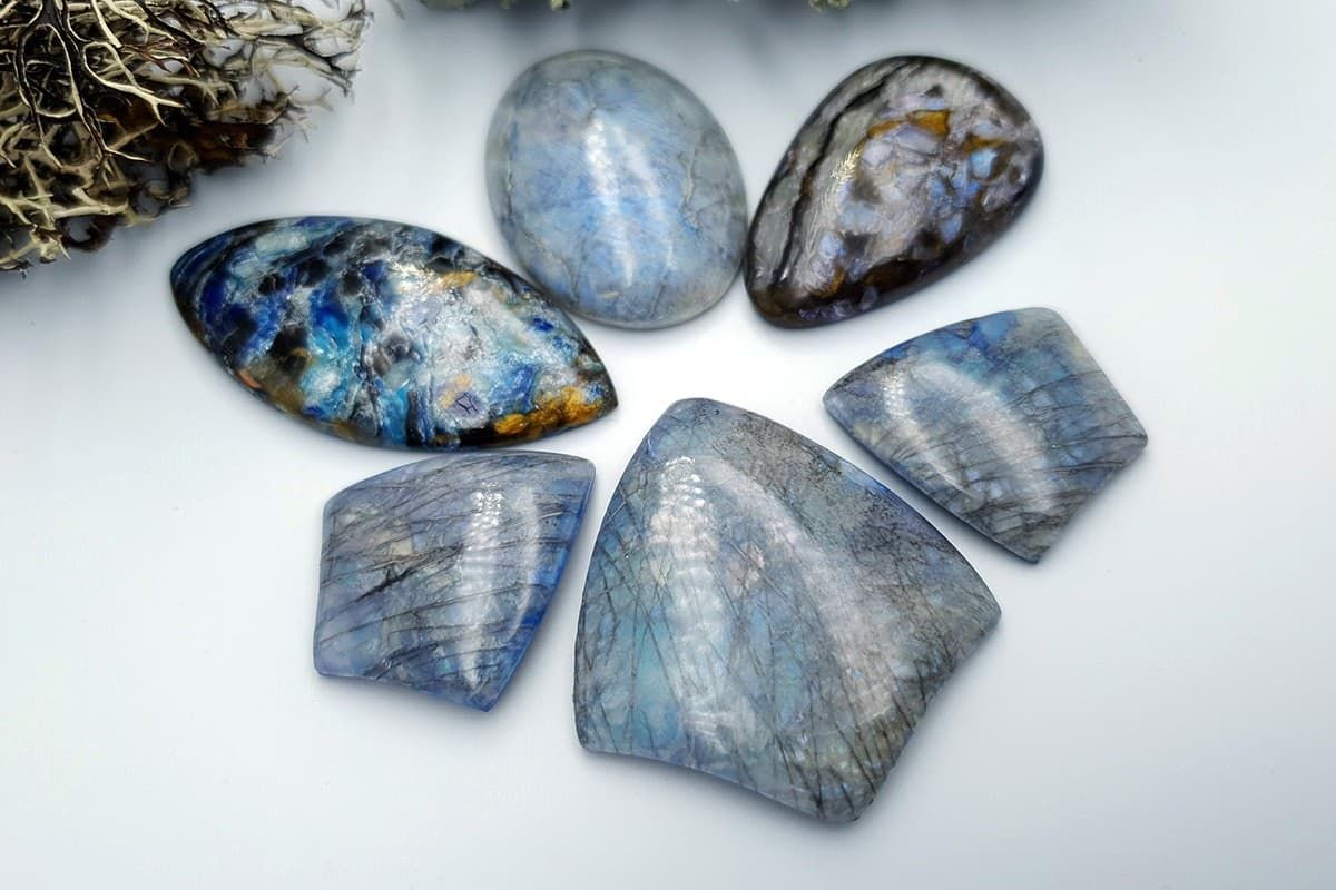 6 pcs Labradorite Pietersite Stone Mix (Set #8) Cabochons SweetyBijou Cabochons