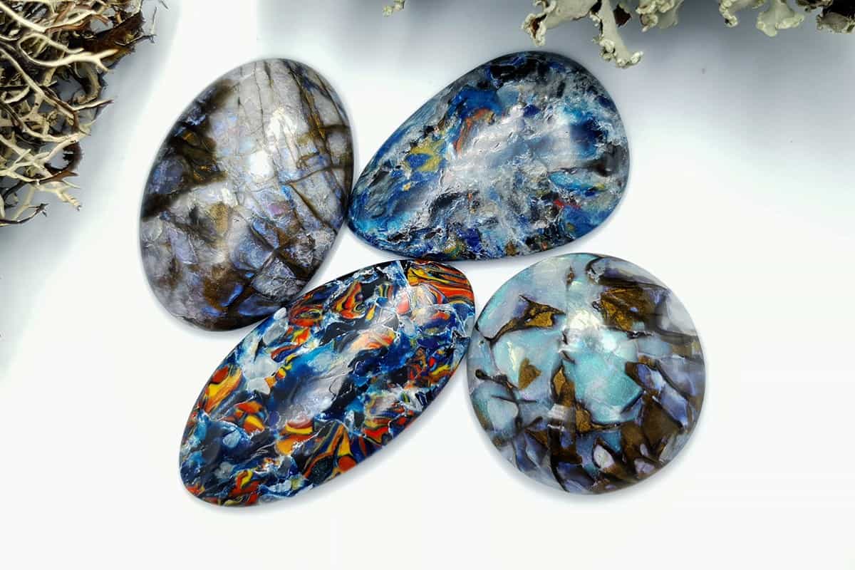 4 pcs Labradorite Pietersite Stone Mix (Set #10) Cabochons SweetyBijou Cabochons Default Title