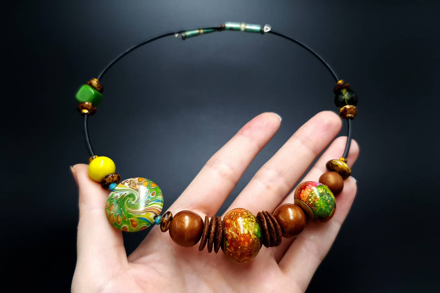 Necklace with faux glass Beads4 Necklace SweetyBijou Jewelry