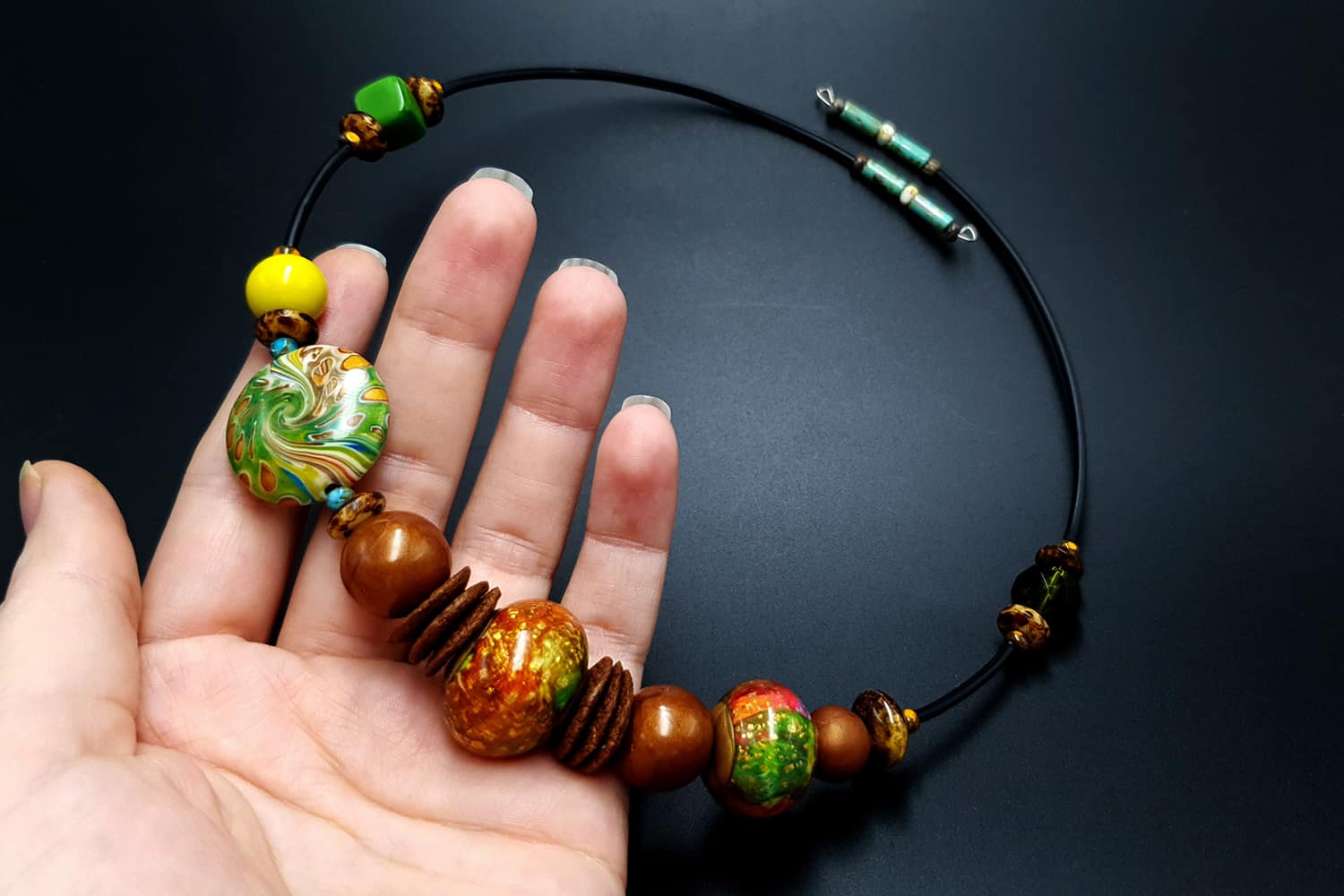 Necklace with faux glass Beads4 Necklace SweetyBijou Jewelry