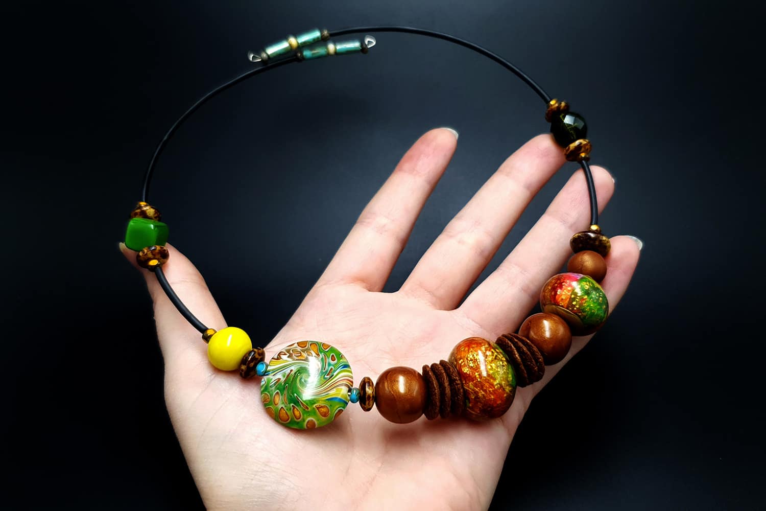 Necklace with faux glass Beads4 Necklace SweetyBijou Jewelry