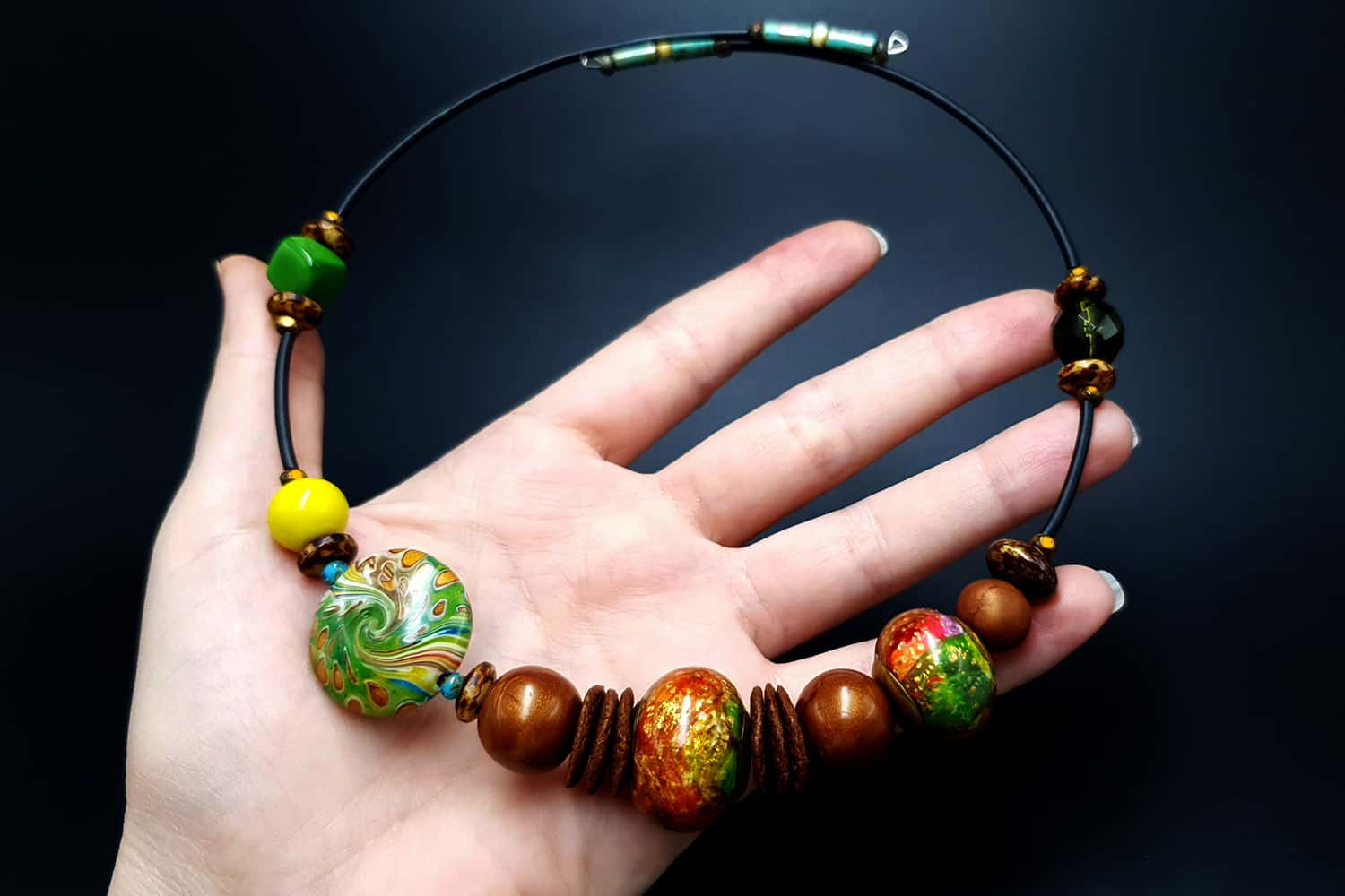 Necklace with faux glass Beads4 Necklace SweetyBijou Jewelry
