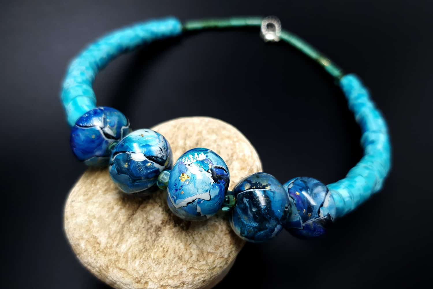 Necklace with blue beads Necklace SweetyBijou Jewelry