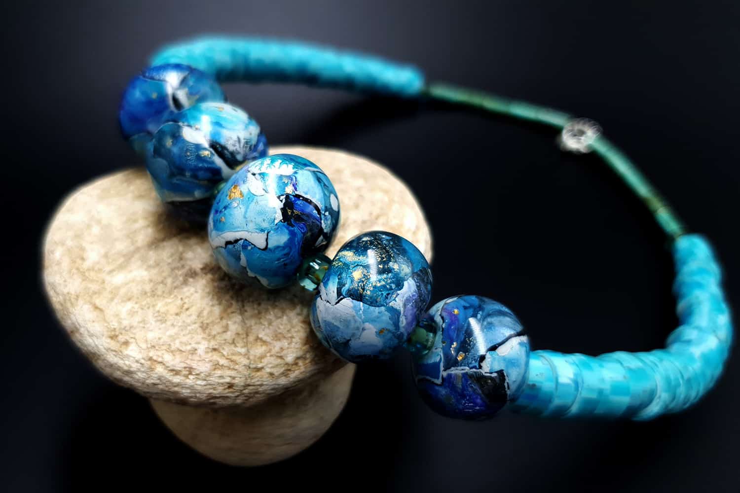 Necklace with blue beads Necklace SweetyBijou Jewelry