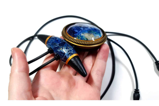 Long Pendant "Blue Lagune" Pendant SweetyBijou Jewelry