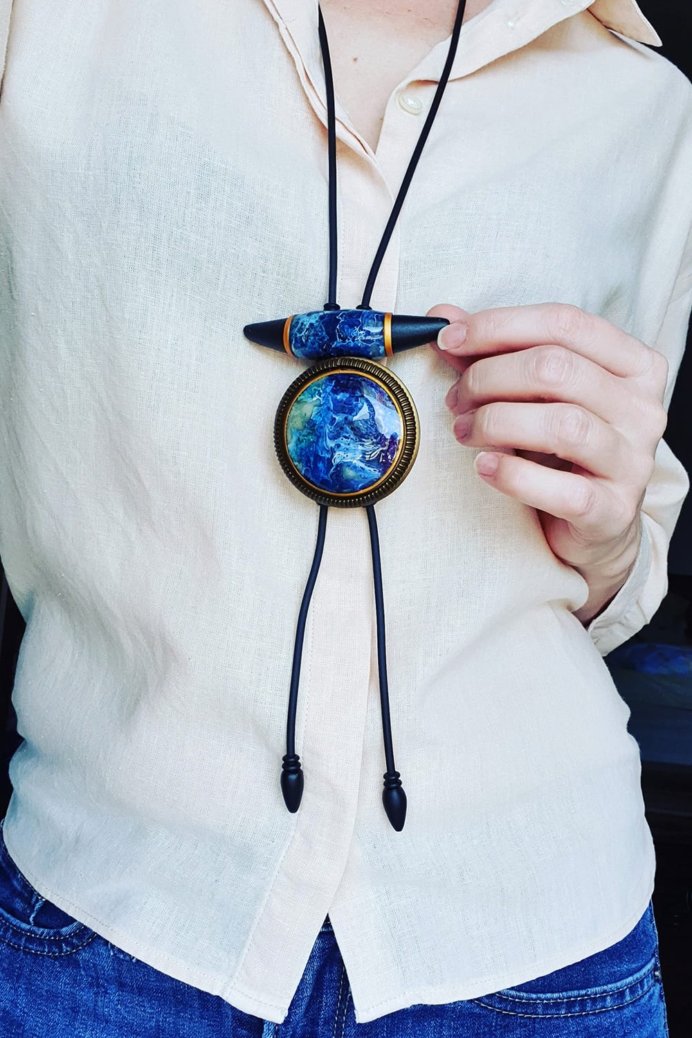Long Pendant "Blue Lagune" Pendant SweetyBijou Jewelry