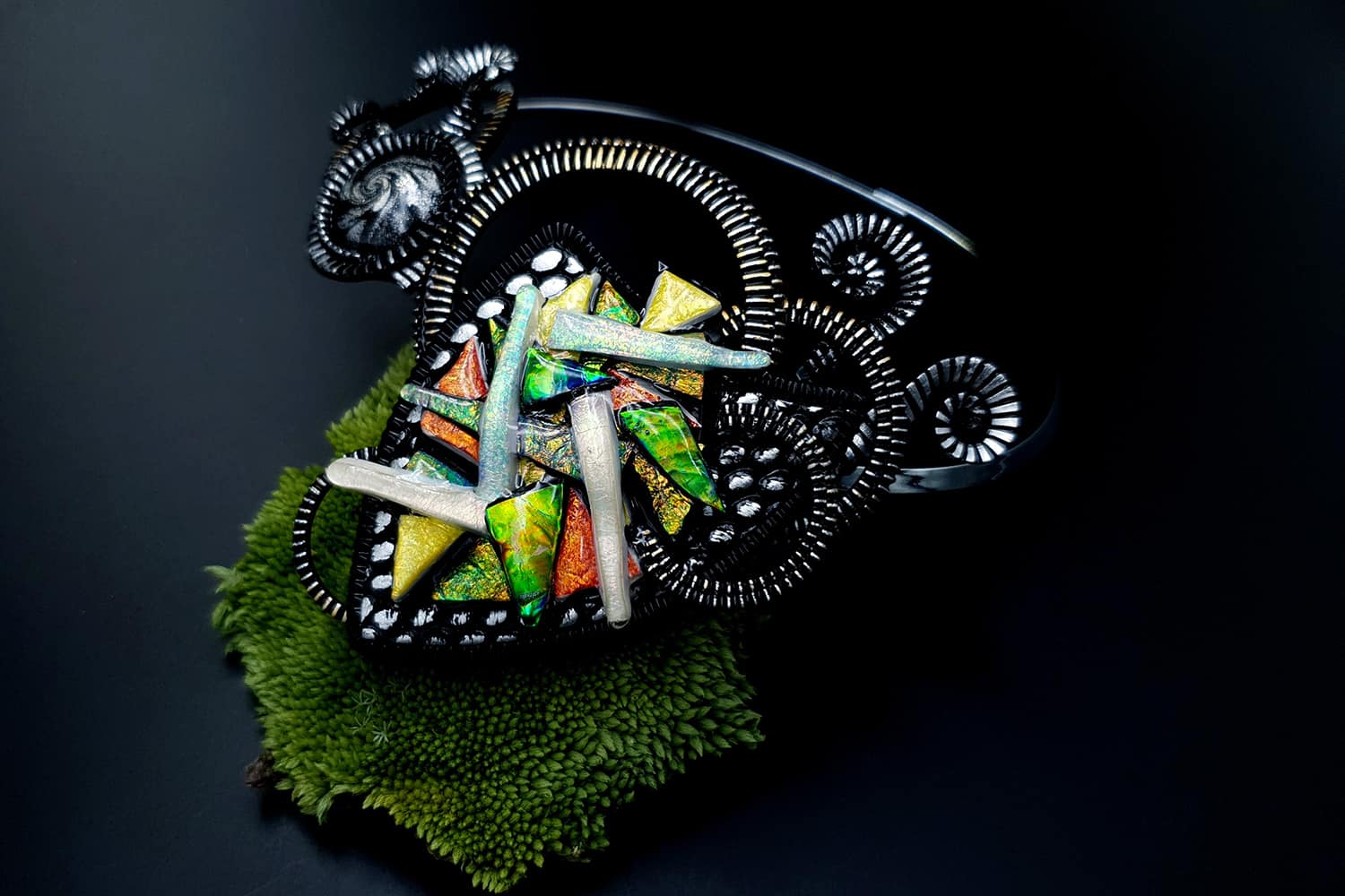 Fused Glass Necklace. Polymer clay Necklace SweetyBijou Jewelry