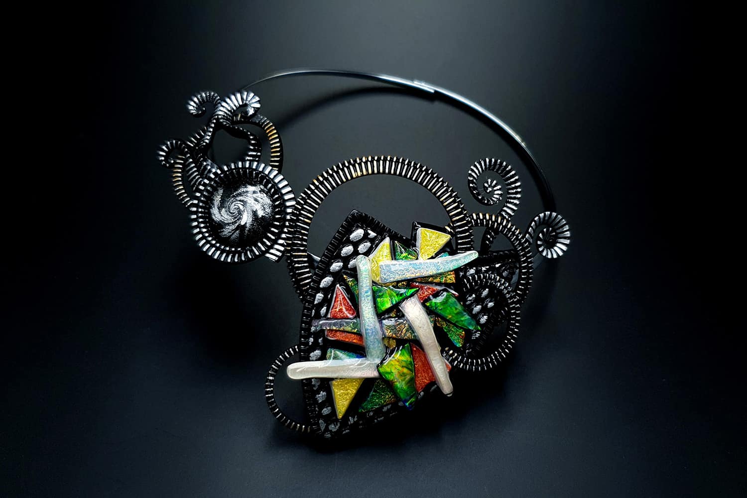 Fused Glass Necklace. Polymer clay Necklace SweetyBijou Jewelry