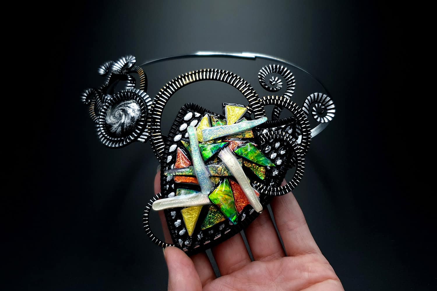 Fused Glass Necklace. Polymer clay Necklace SweetyBijou Jewelry