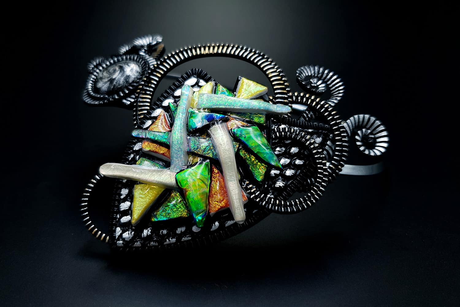 Fused Glass Necklace. Polymer clay Necklace SweetyBijou Jewelry
