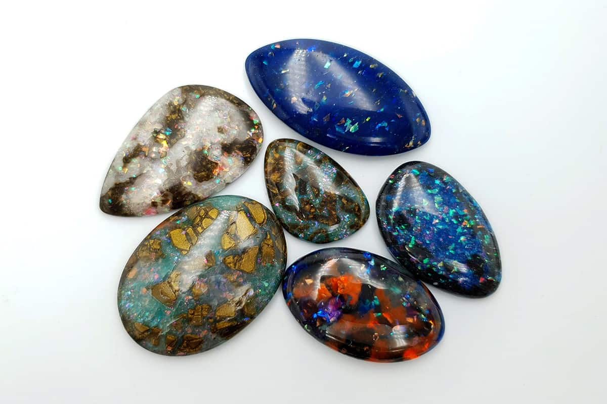 6 pcs Faux Opal in Mix Style from Polymer Clay (#1) Cabochons SweetyBijou Cabochons Default Title