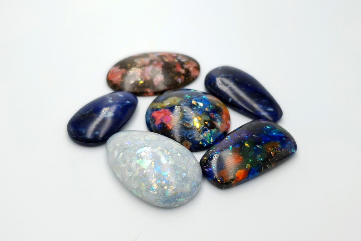 6 pcs Faux Opal in Mix Style from Polymer Clay (#3) Cabochons SweetyBijou Cabochons