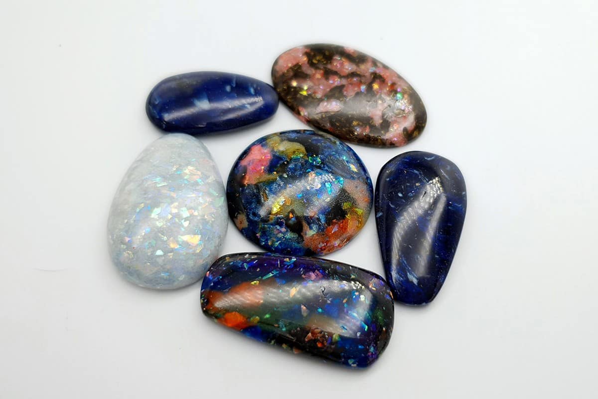 6 pcs Faux Opal in Mix Style from Polymer Clay (#3) Cabochons SweetyBijou Cabochons