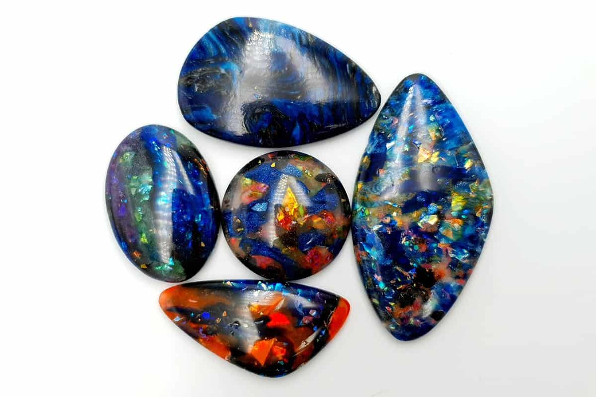 5 pcs Faux Opal in Mix Style from Polymer Clay (#5) Cabochons SweetyBijou Cabochons Default Title