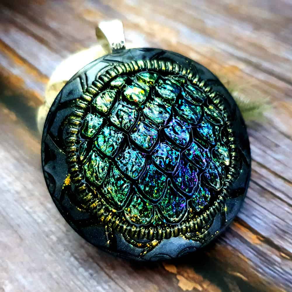 Polymer clay Green "Dragon's Treasure" Pendant Pendant SweetyBijou Jewelry