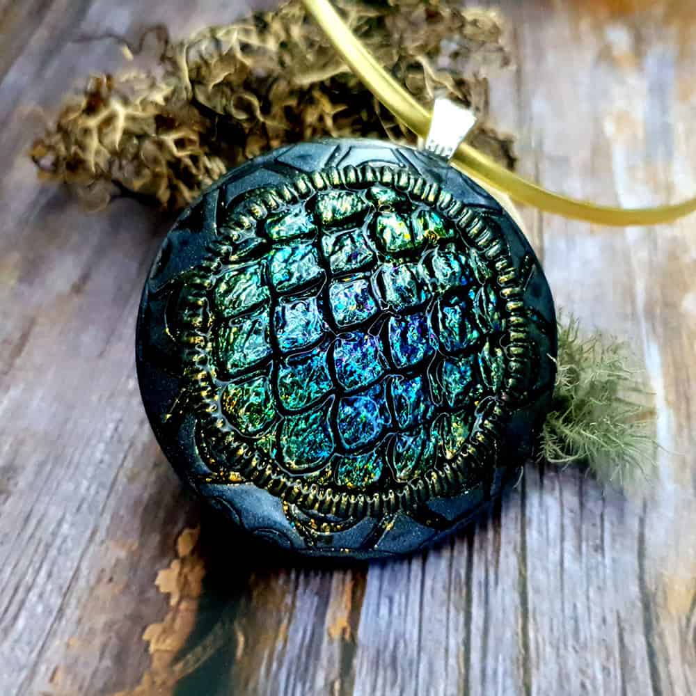 Polymer clay Green "Dragon's Treasure" Pendant Pendant SweetyBijou Jewelry